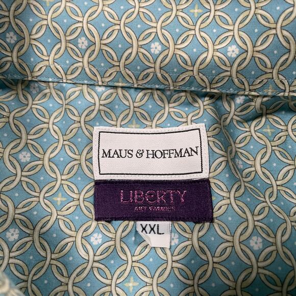Maus Hoffman Shirt Mens XXL Blue Liberty Art Fabrics All Over Print Casual - Picture 4 of 9